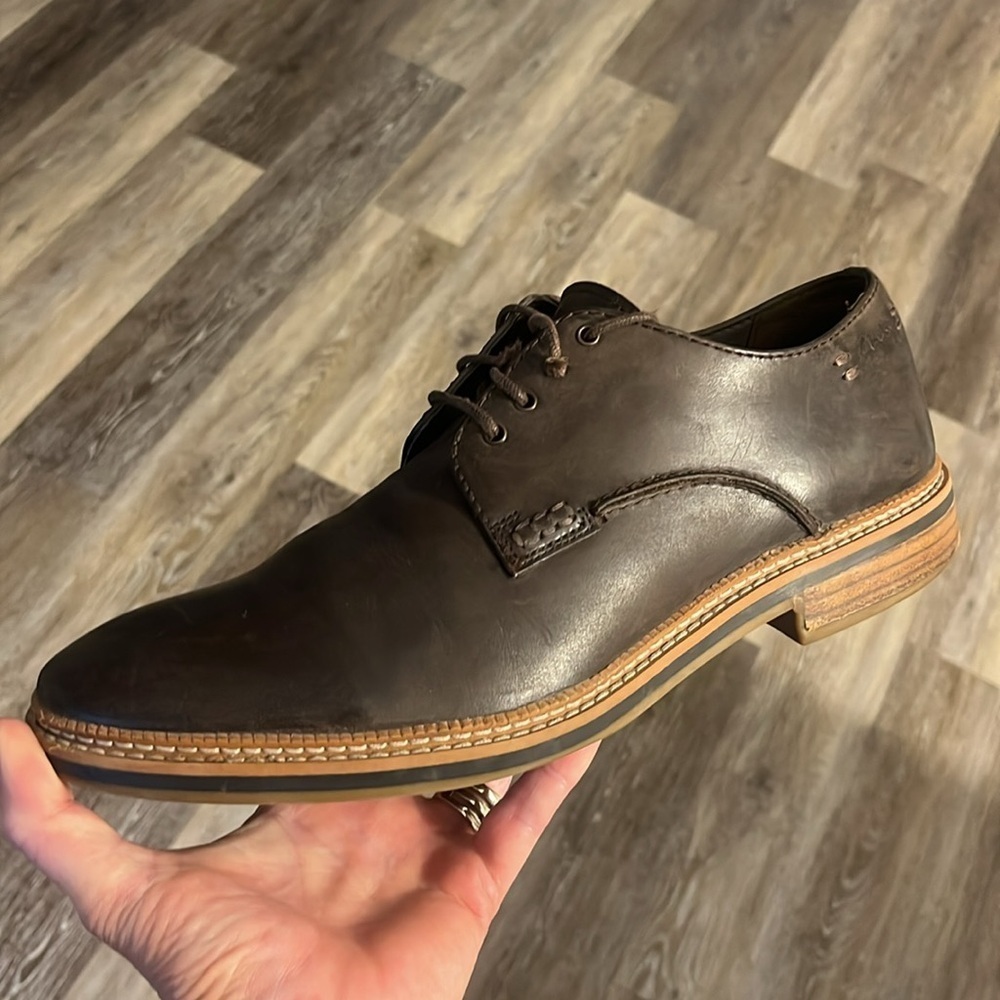 Clark’s leather walk oxfords loafers men’s size 11 cork insoles - Picture 4 of 8